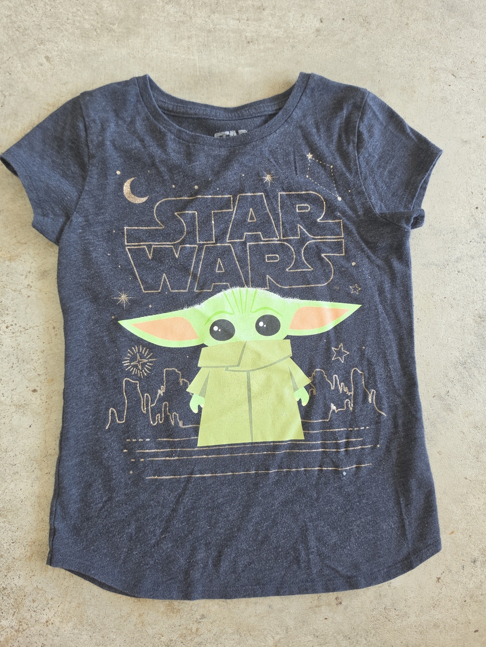 jumping beans Navy Star Wars Tee with Green Grogu Graphic